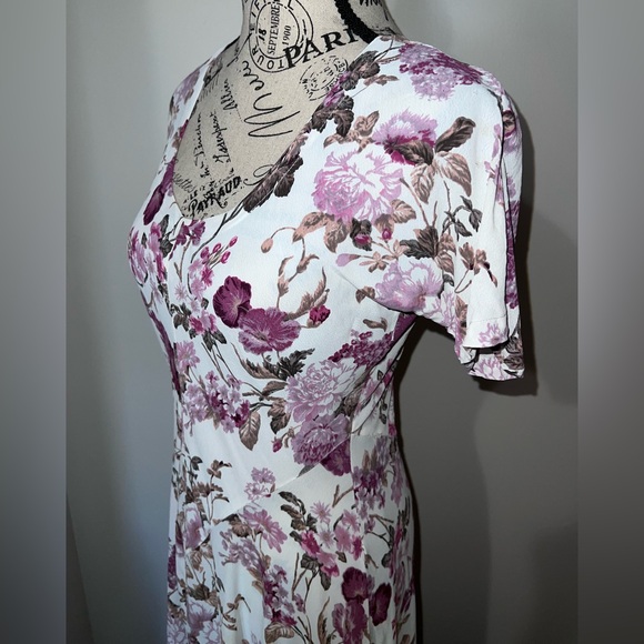 Vintage 90s Starina Dloral Midi Dress/Cottagecore/Rayon/Small - Picture 4 of 16